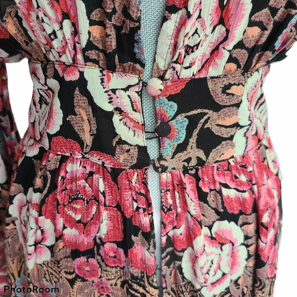 Angie Boho Floral Long Sleeve Kimono Duster Size S - Picture 13 of 13